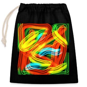 Rayures de couleur - Sac cadeau en coton avec cordon (25 x 30 cm) - noir - Devant