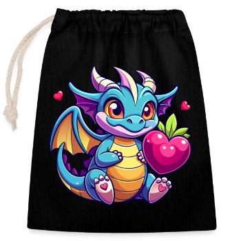 Dragon coloré - Sac cadeau en coton avec cordon (25 x 30 cm) - noir - Devant
