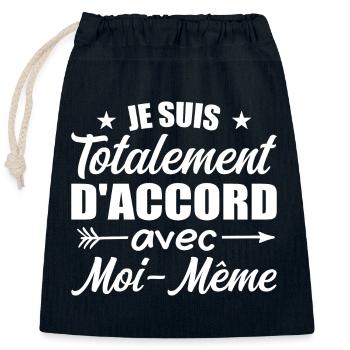 I totally agree with myself - Closable cotton gift bag (25x30cm) - navy - Front