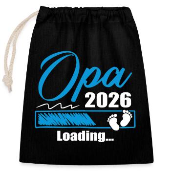 Werdender Opa 2026 Opa loading Geschenk Männer - Verschließbarer Geschenkbeutel aus Baumwolle (25x30cm) - Schwarz - Vorne