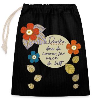 Thank you for always being there for me - Closable cotton gift bag (25x30cm) - black - Front