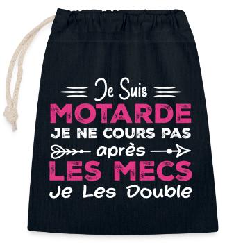 Je Suis Motarde - Humour Cadeau Motarde - Sac cadeau en coton avec cordon (25 x 30 cm) - bleu marine - Devant