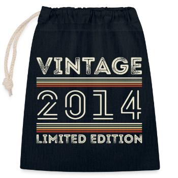 Jahrgang 2014 - Jahr 2014 Geburtstagsgeschenk 2014 - Verschließbarer Geschenkbeutel aus Baumwolle (25x30cm) - Navy - Vorne