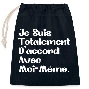 I totally agree with myself - Closable cotton gift bag (25x30cm) - navy - Front