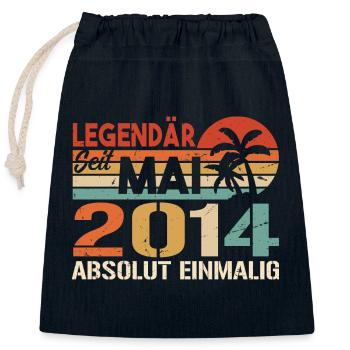 Légendaire depuis mai 2014 - Anniversaire en mai 2014 - Sac cadeau en coton avec cordon (25 x 30 cm) - bleu marine - Devant