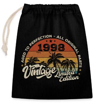 Millésime 1998 Anniversaire Rétro 1998 - Sac cadeau en coton avec cordon (25 x 30 cm) - noir - Devant