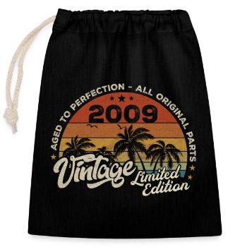 Vintage 2009 Birthday Retro 2009 - Closable cotton gift bag (25x30cm) - black - Front