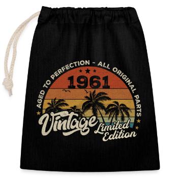 Vintage 1961 Birthday Retro 1961 - Closable cotton gift bag (25x30cm) - black - Front