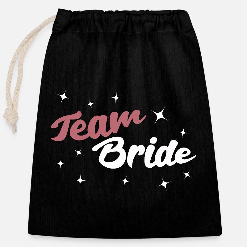 Équipe Mariée - Sac cadeau en coton avec cordon (25 x 30 cm) - noir
