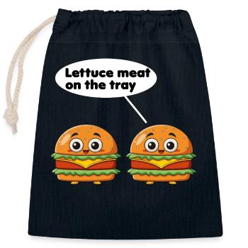 Salatfleisch auf dem Tablett lustiges Burger-Wortspiel - Verschließbarer Geschenkbeutel aus Baumwolle (25x30cm) - Navy - Vorne