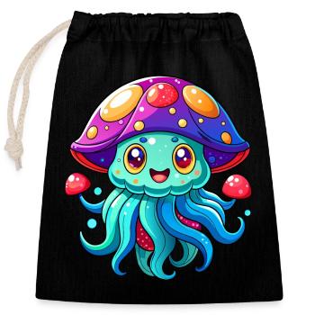 Cute Jellyfish - Closable cotton gift bag (25x30cm) - black - Front