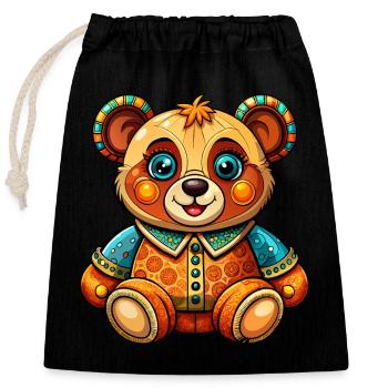 Süßer Teddy - Verschließbarer Geschenkbeutel aus Baumwolle (25x30cm) - Schwarz - Vorne