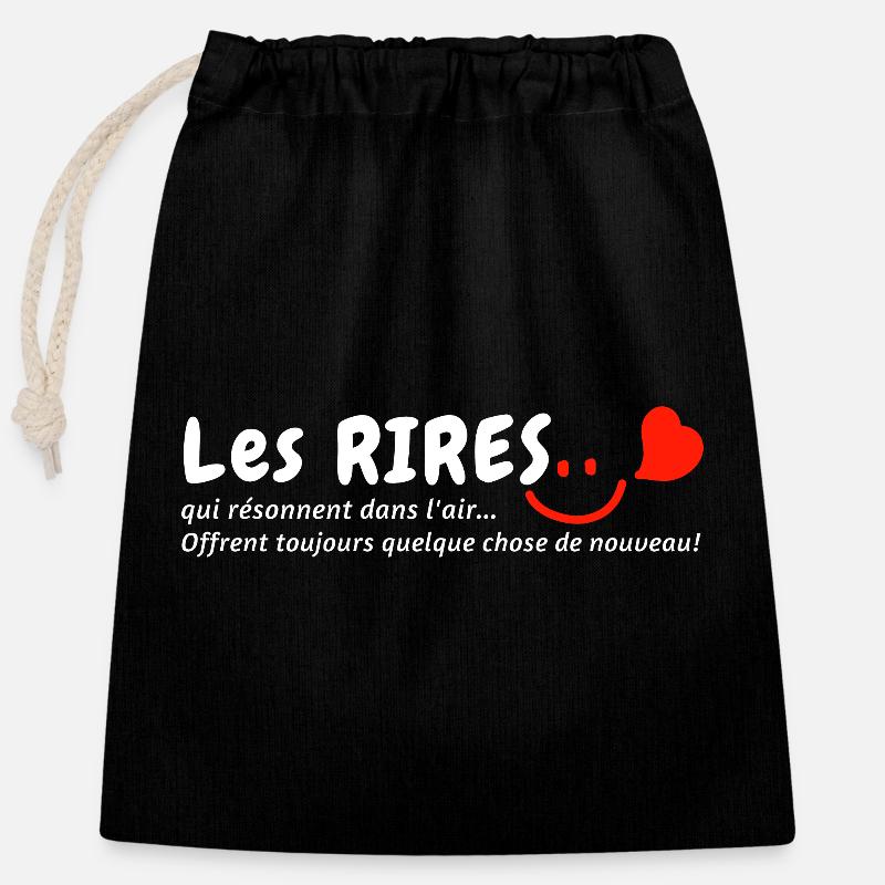 "The laughter that resonates offers something..." - Closable cotton gift bag (25x30cm) - black