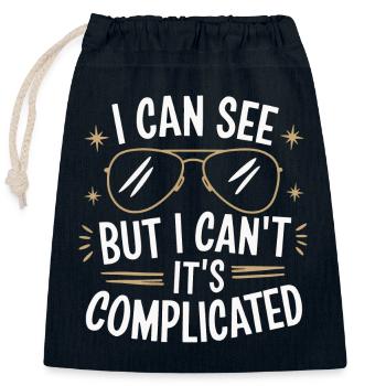 Blind blindness Visually impaired people - Closable cotton gift bag (25x30cm) - navy - Front