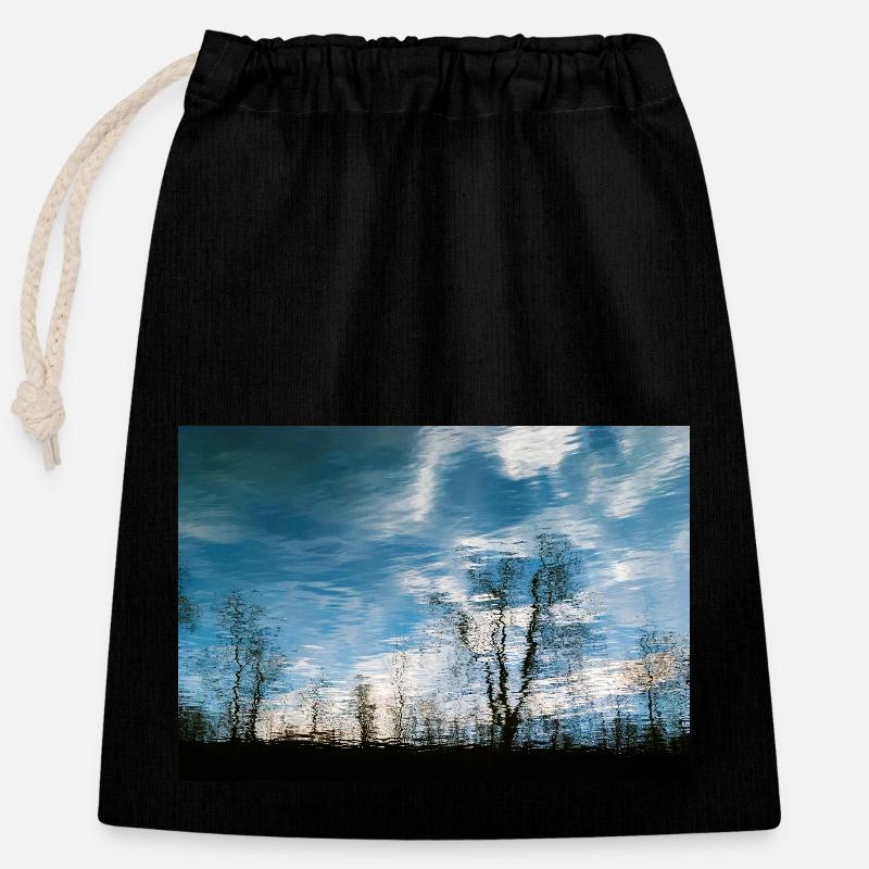 Reflection - Closable cotton gift bag (25x30cm) - black