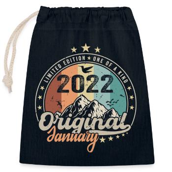 Vintage Retro Januar 2022 Geburtstagsgeschenk - Verschließbarer Geschenkbeutel aus Baumwolle (25x30cm) - Navy - Vorne