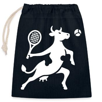 Cow Tennis Tennis Player Silhouette Minimalist - Closable cotton gift bag (25x30cm) - navy - Front