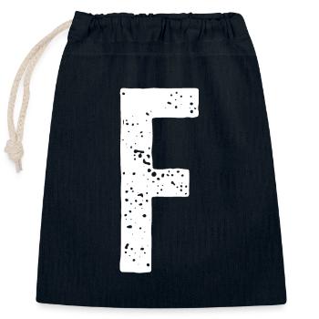 F-Buchstabe - Verschließbarer Geschenkbeutel aus Baumwolle (25x30cm) - Navy - Vorne