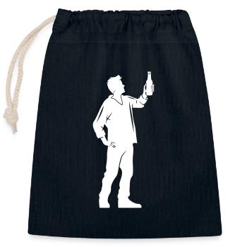 Silhouette Alcool - Sac cadeau en coton avec cordon (25 x 30 cm) - bleu marine - Devant