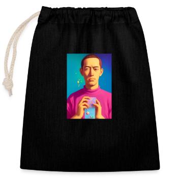 That Color - Selfie Art Work Unique - Street wear - Sac cadeau en coton avec cordon (25 x 30 cm) - noir - Devant