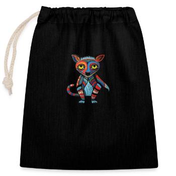 Australia - Tasmanian Devil - Closable cotton gift bag (25x30cm) - black - Front