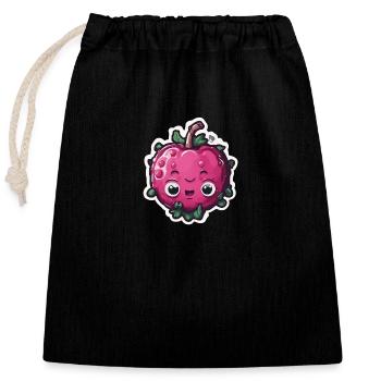 Pomme rouge douce - Sac cadeau en coton avec cordon (25 x 30 cm) - noir - Devant