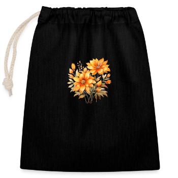 Fleur - Sac cadeau en coton avec cordon (25 x 30 cm) - noir - Devant