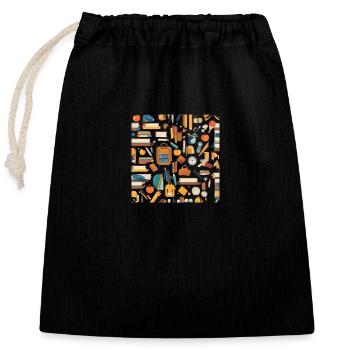 Préparation pour la rentrée scolaire - Sac cadeau en coton avec cordon (25 x 30 cm) - noir - Devant