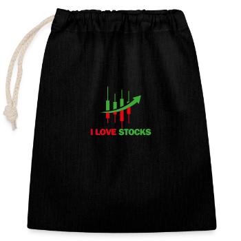 Love of stocks - Closable cotton gift bag (25x30cm) - black - Front