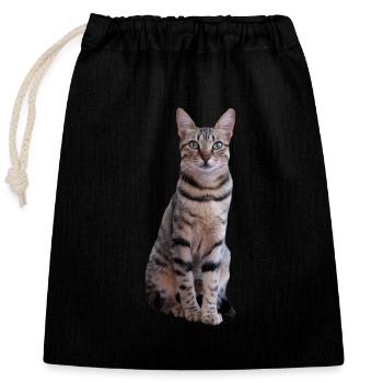 Katze Kätzchen Tigerkatze Katzenshirt Geschenk - Verschließbarer Geschenkbeutel aus Baumwolle (25x30cm) - Schwarz - Vorne