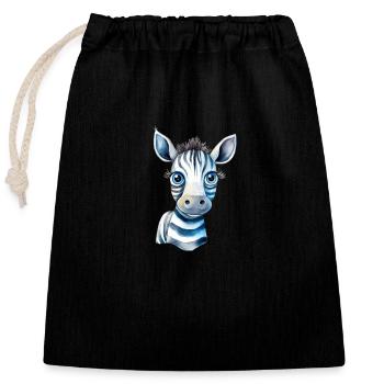 Zebra Watercolor Zoo - Closable cotton gift bag (25x30cm) - black - Front