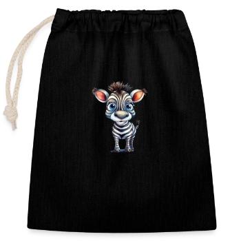 Zebra Watercolor Zoo - Closable cotton gift bag (25x30cm) - black - Front