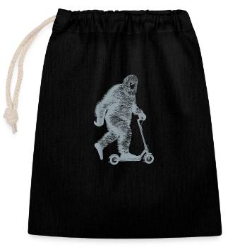 Bigfoot Sasquatch Sur Scooter Drôle Bigfoot Sasquat - Sac cadeau en coton avec cordon (25 x 30 cm) - noir - Devant