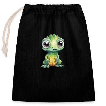 Dessin à l’aquarelle Kappa - Sac cadeau en coton avec cordon (25 x 30 cm) - noir - Devant