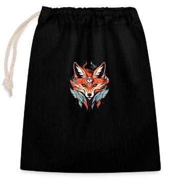 Fox Neo Dessin de tatouage traditionnel - Sac cadeau en coton avec cordon (25 x 30 cm) - noir - Devant