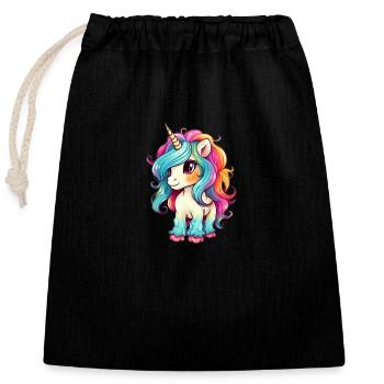 Unicorn Cute Drawing - Closable cotton gift bag (25x30cm) - black - Front