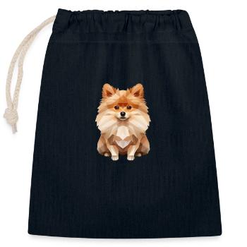Dessin géométrique Spitz miniature - Sac cadeau en coton avec cordon (25 x 30 cm) - bleu marine - Devant