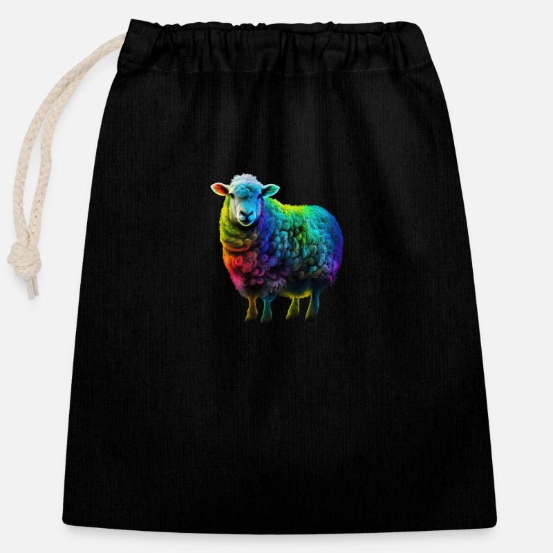 BREBIS COULEURS - Sac cadeau en coton avec cordon (25 x 30 cm) - noir