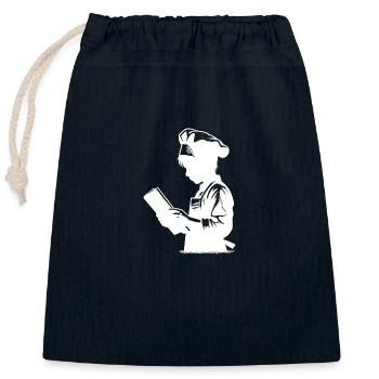 Trainee Baker and Hobby Chef Silhouette Portrait - Closable cotton gift bag (25x30cm) - navy - Front