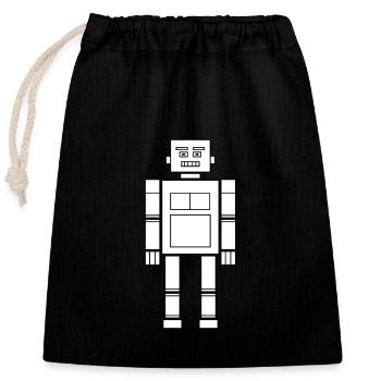 Mister Roboto der Roboter - Verschließbarer Geschenkbeutel aus Baumwolle (25x30cm) - Schwarz - Vorne