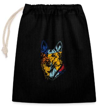 Dog German Shepherd - Closable cotton gift bag (25x30cm) - black - Front