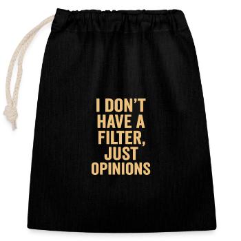 Pas de filtre, juste des avis - Sac cadeau en coton avec cordon (25 x 30 cm) - noir - Devant
