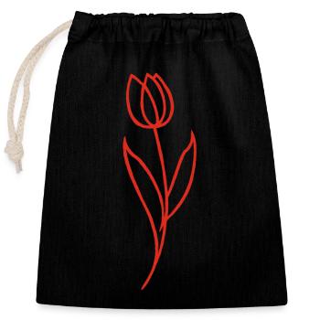 Esquisse d'une fleur rouge - Sac cadeau en coton avec cordon (25 x 30 cm) - noir - Devant