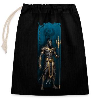 Gardien divin : Anubis avec bâton royal - Sac cadeau en coton avec cordon (25 x 30 cm) - noir - Devant