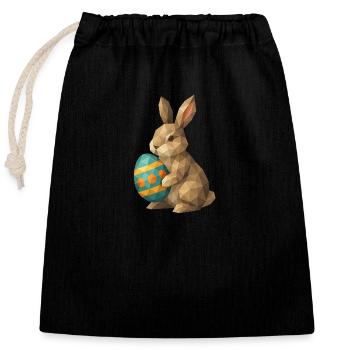 Geometrischer Osterhase - Verschließbarer Geschenkbeutel aus Baumwolle (25x30cm) - Schwarz - Vorne