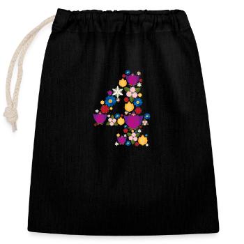 Fleurs 4 - Sac cadeau en coton avec cordon (25 x 30 cm) - noir - Devant