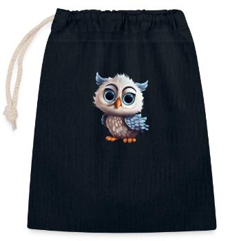 Cute owl with great eyes for babies and children - Closable cotton gift bag (25x30cm) - navy - Front