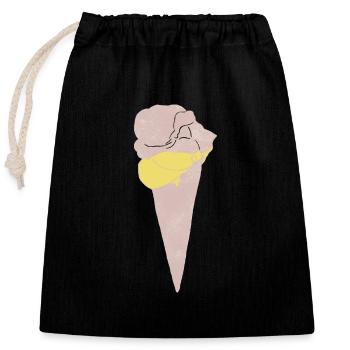 Eis Linoldruck - Verschließbarer Geschenkbeutel aus Baumwolle (25x30cm) - Schwarz - Vorne