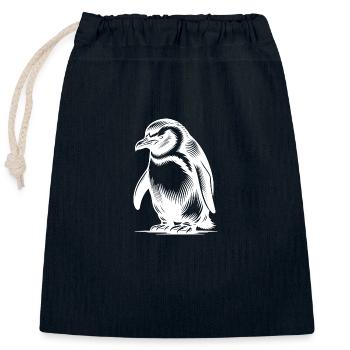 Cunning Clever Kids Pingouin Style de tatouage - Sac cadeau en coton avec cordon (25 x 30 cm) - bleu marine - Devant