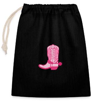 Boot 2 - Closable cotton gift bag (25x30cm) - black - Front